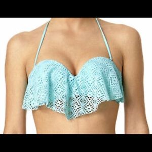 Arizona Blue Crochet Flounce Bandeau Swim Top
